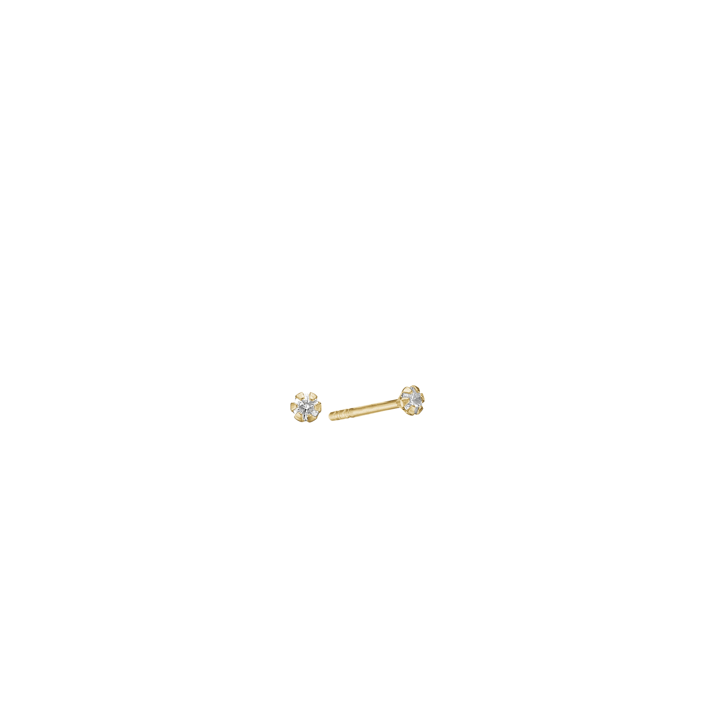 Cubic Zirkonia Ørestikker 8 Karat Guld 2 mm