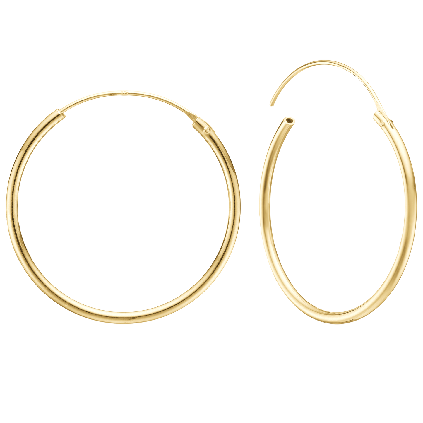 Creoler 8 Karat Guld Diameter 43 mm Med Vippelås Tråd 1,4 mm