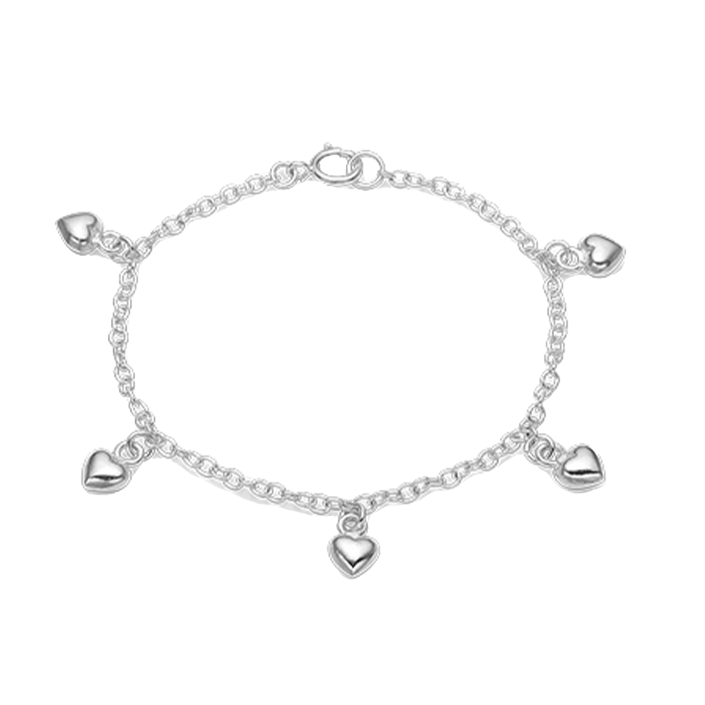 Armbånd til Børn med 5 Hjerter Sterling Sølv 17 cm