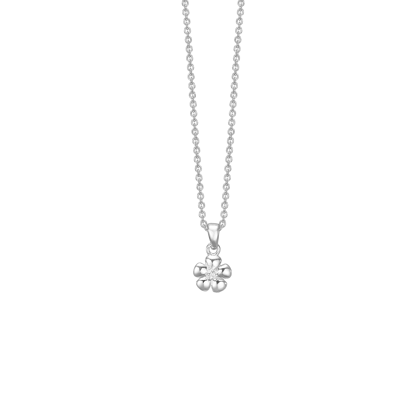 Halskæde til Børn med Cubic Zirkonia Blomst Sterling Sølv 38 cm