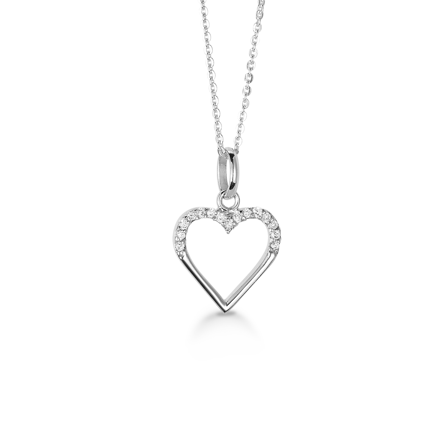 Halskæde med Vedhæng Hjerte med Cubic Zirkonia Sterling Sølv 45 cm