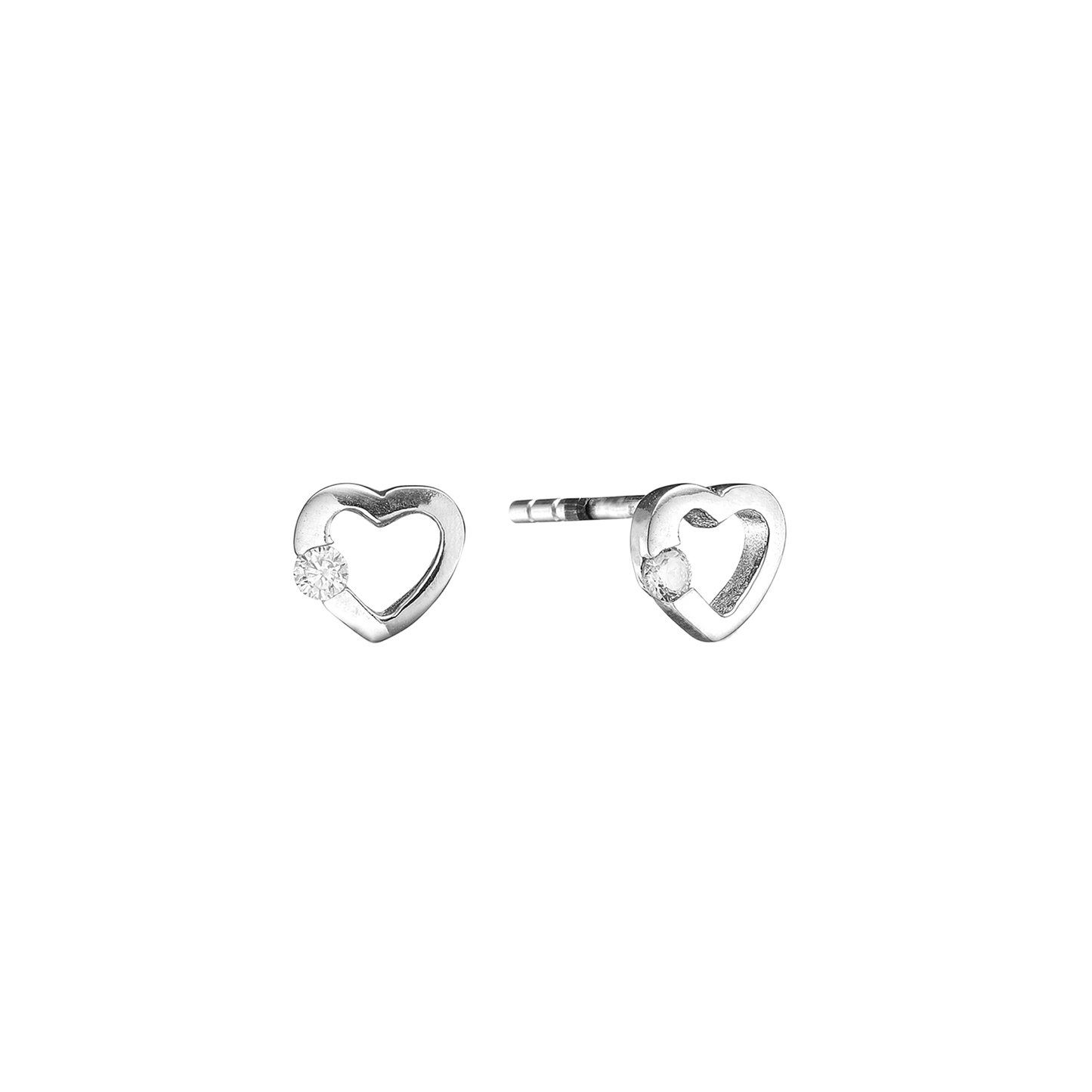 Ørestikker Hjerte med Cubic Zirkonia Sterling Sølv