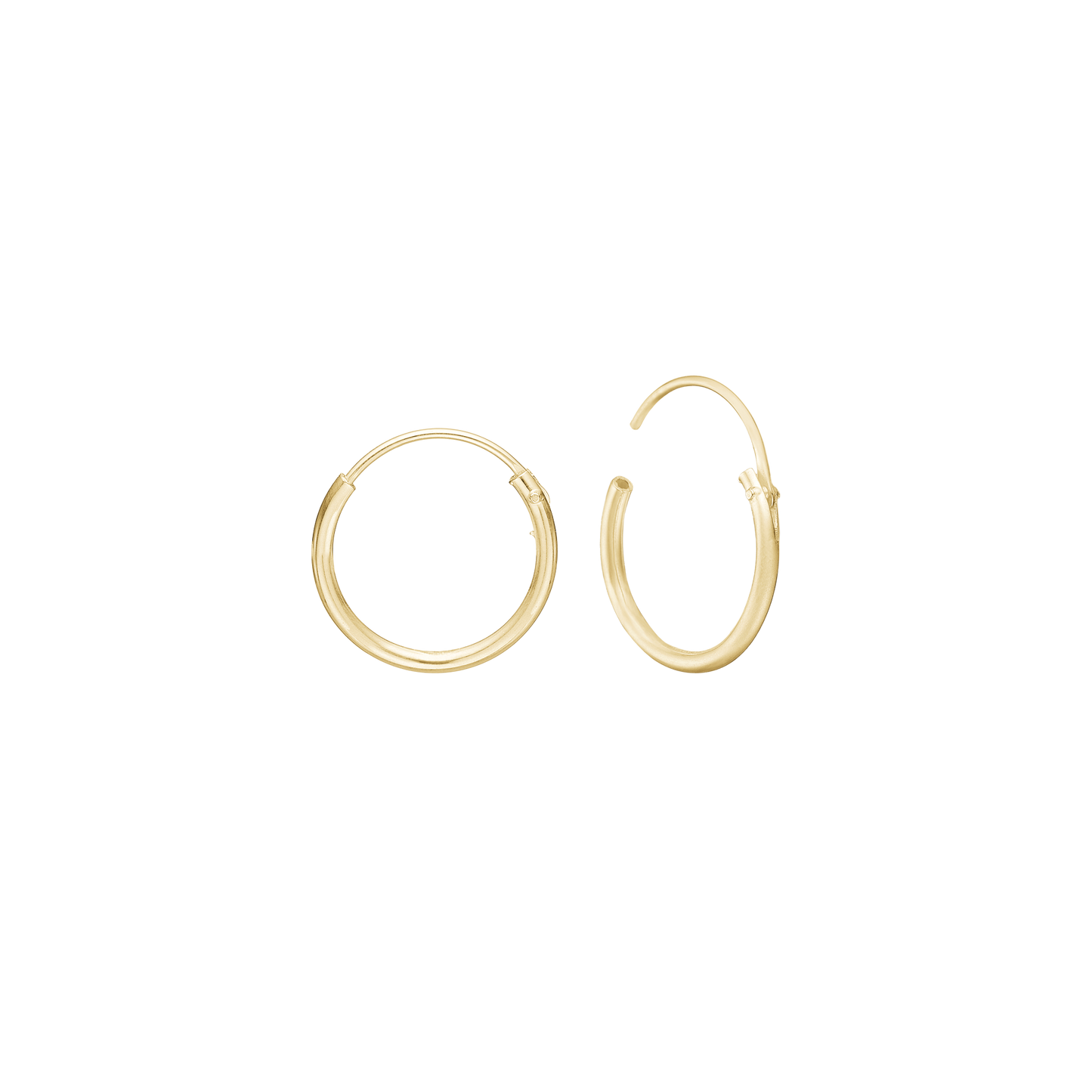 Creoler 14 Karat Guld Diamater 12,5 mm Med Vippelås Tråd 1,2 mm