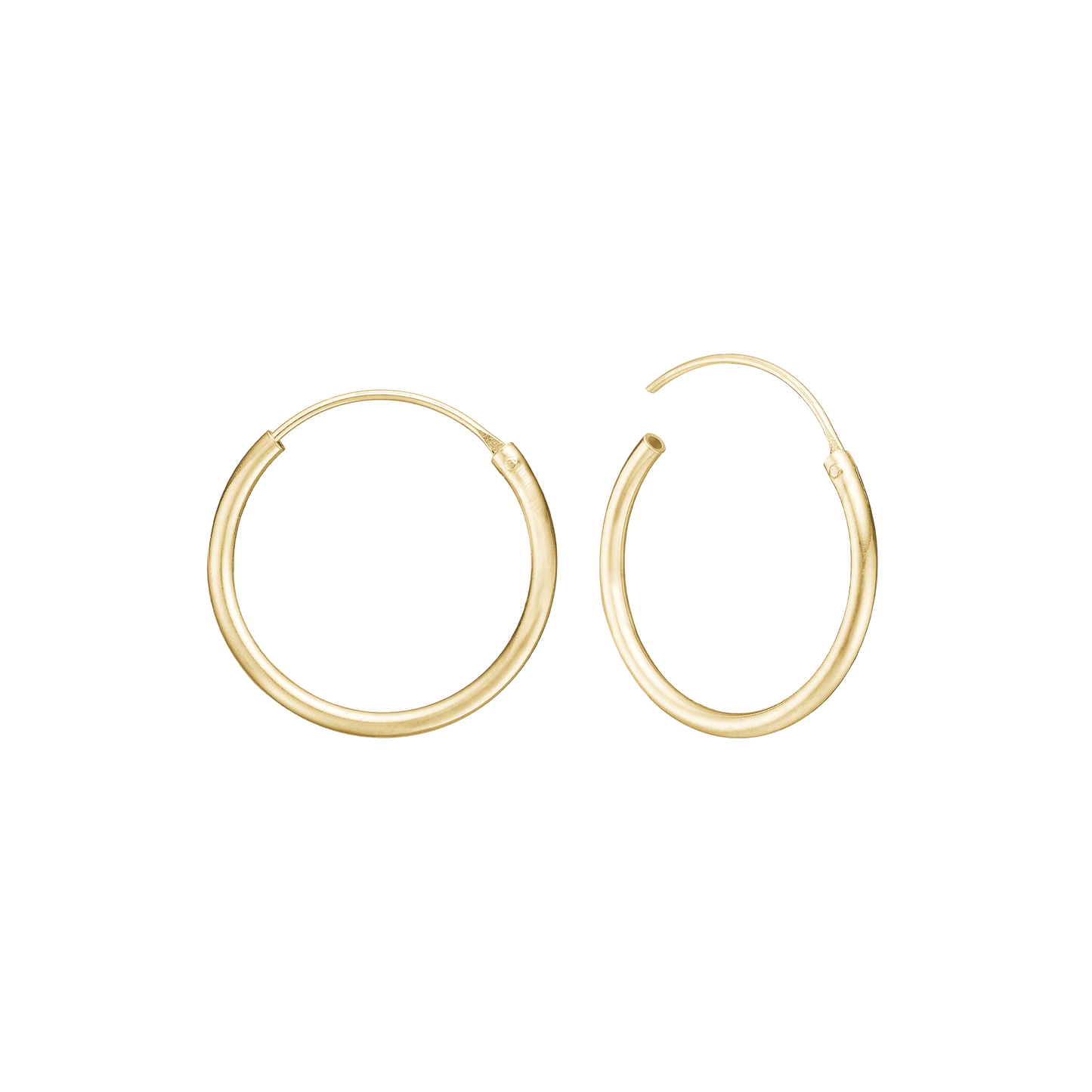 Creoler 14 Karat Guld Diamater 19 mm Med Vippelås Tråd 1,4 mm