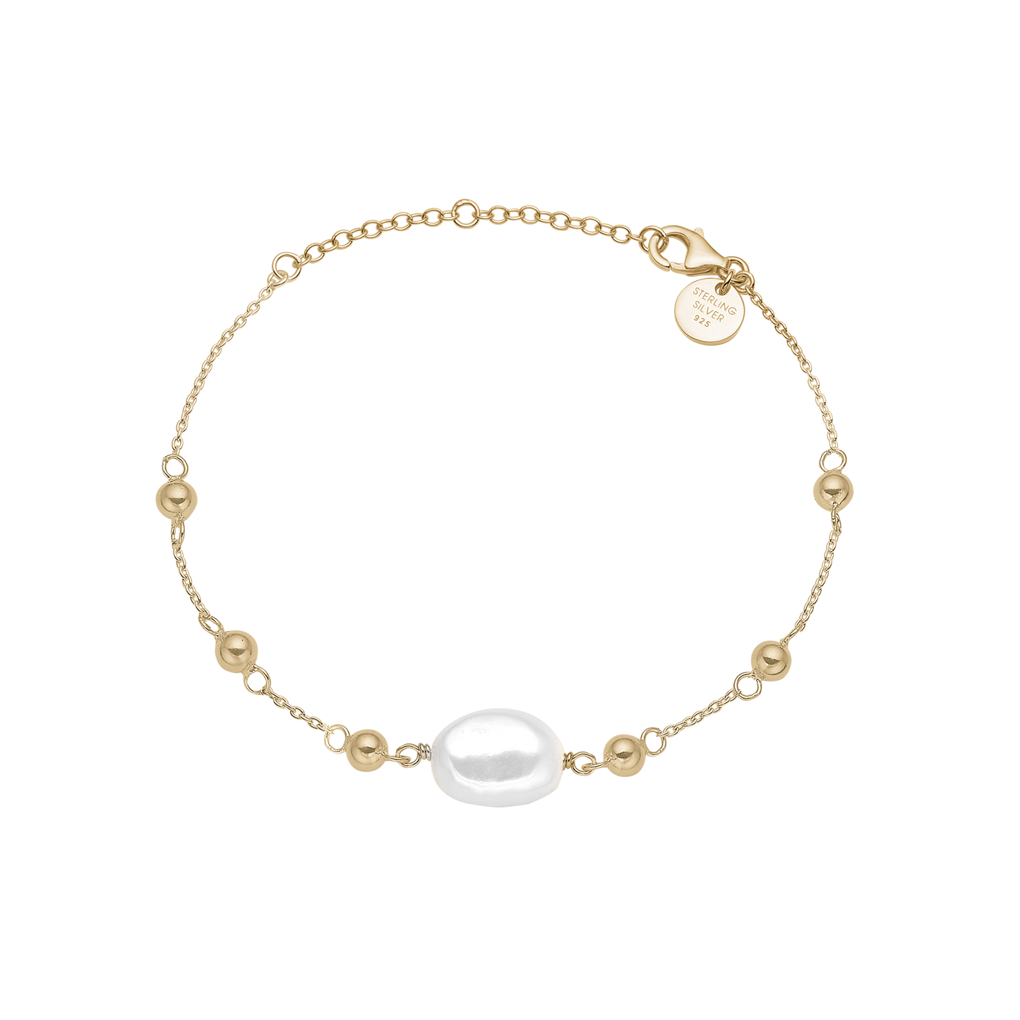 Armbånd Barok Perle Forgyldt Sterling Sølv
