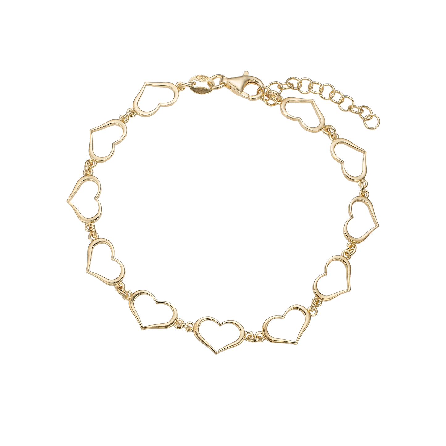 Armbånd Hearts Forgyldt Sterling Sølv 16 + 3 cm