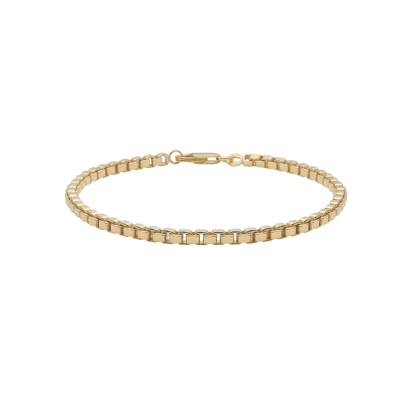 Armbånd Boks Kæde Forgyldt Sterling Sølv 19 cm