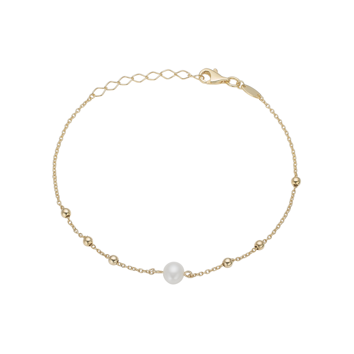 Armbånd Ferskvandsperle Forgyldt Sterling Sølv 20 cm