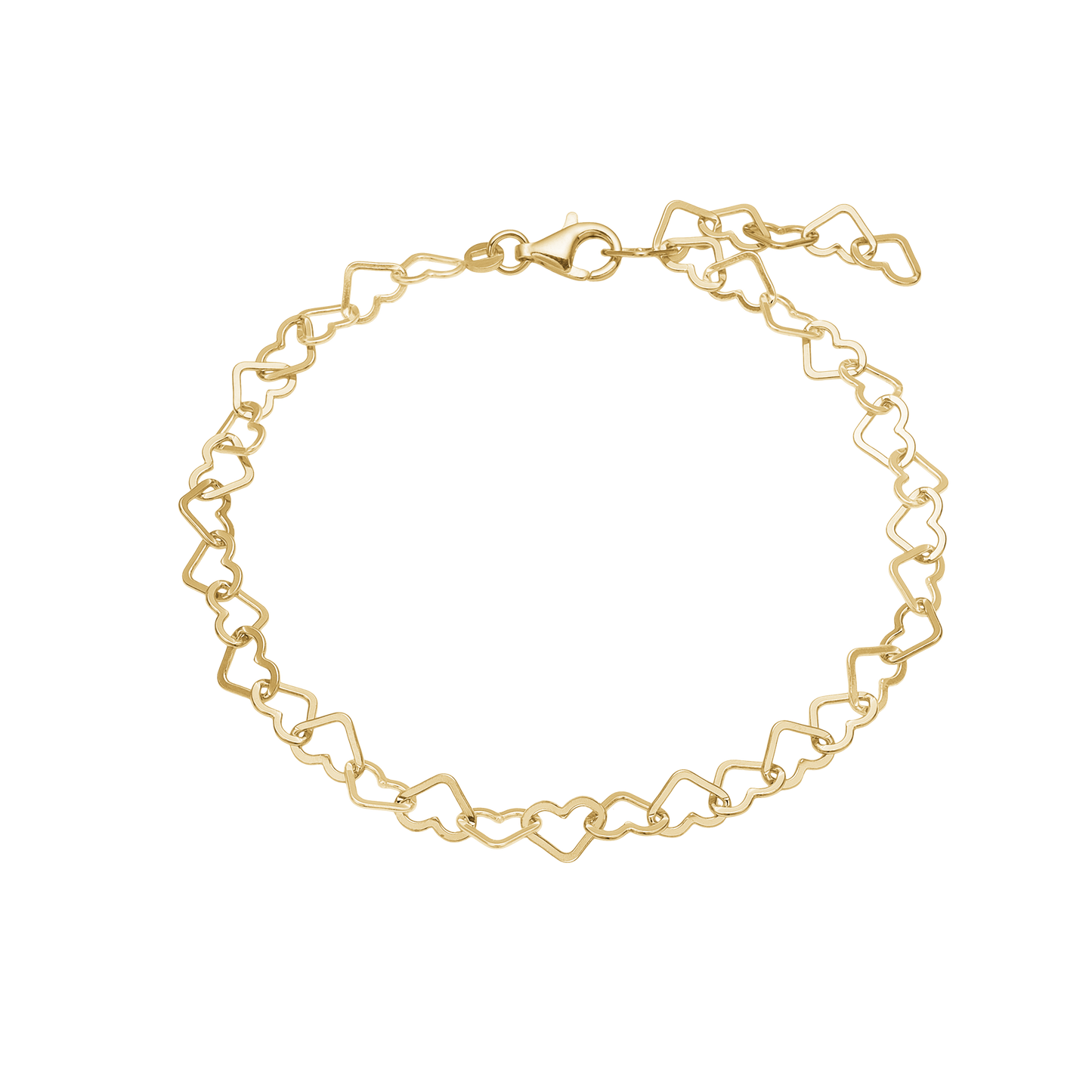 Ankelkæde Hjertekæde Forgyldt Sterling Sølv 23 + 4 cm