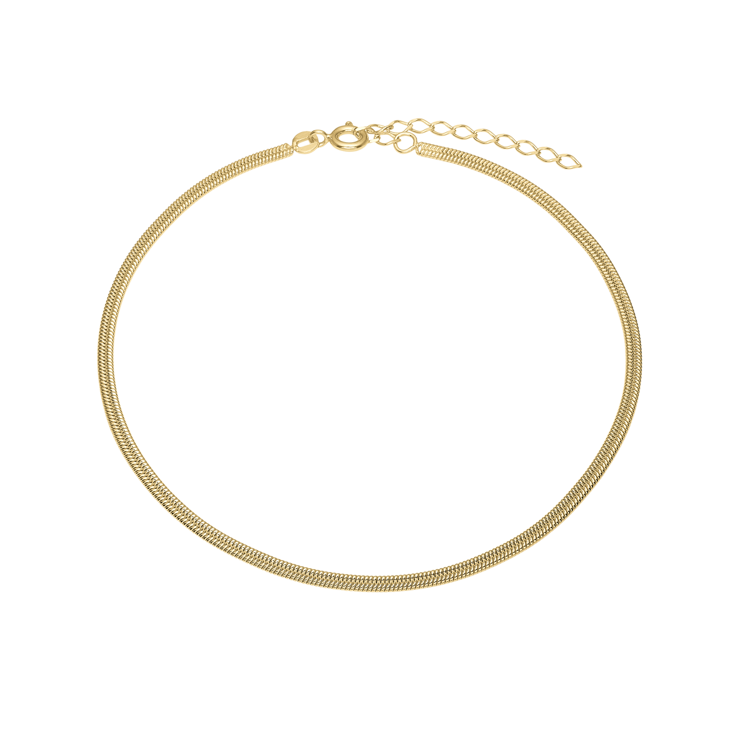 Ankelkæde Snake Forgyldt Sterling Sølv 23 + 4 cm