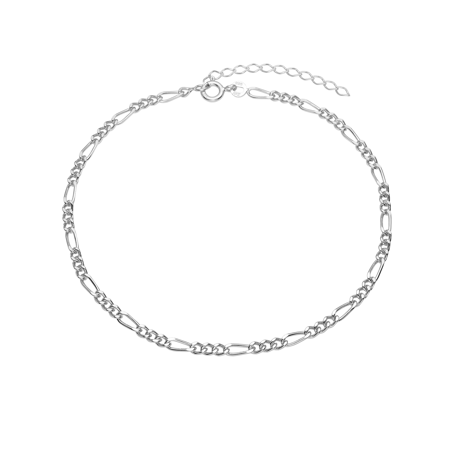 Ankelkæde Figaro Sterling Sølv 23 + 4 cm