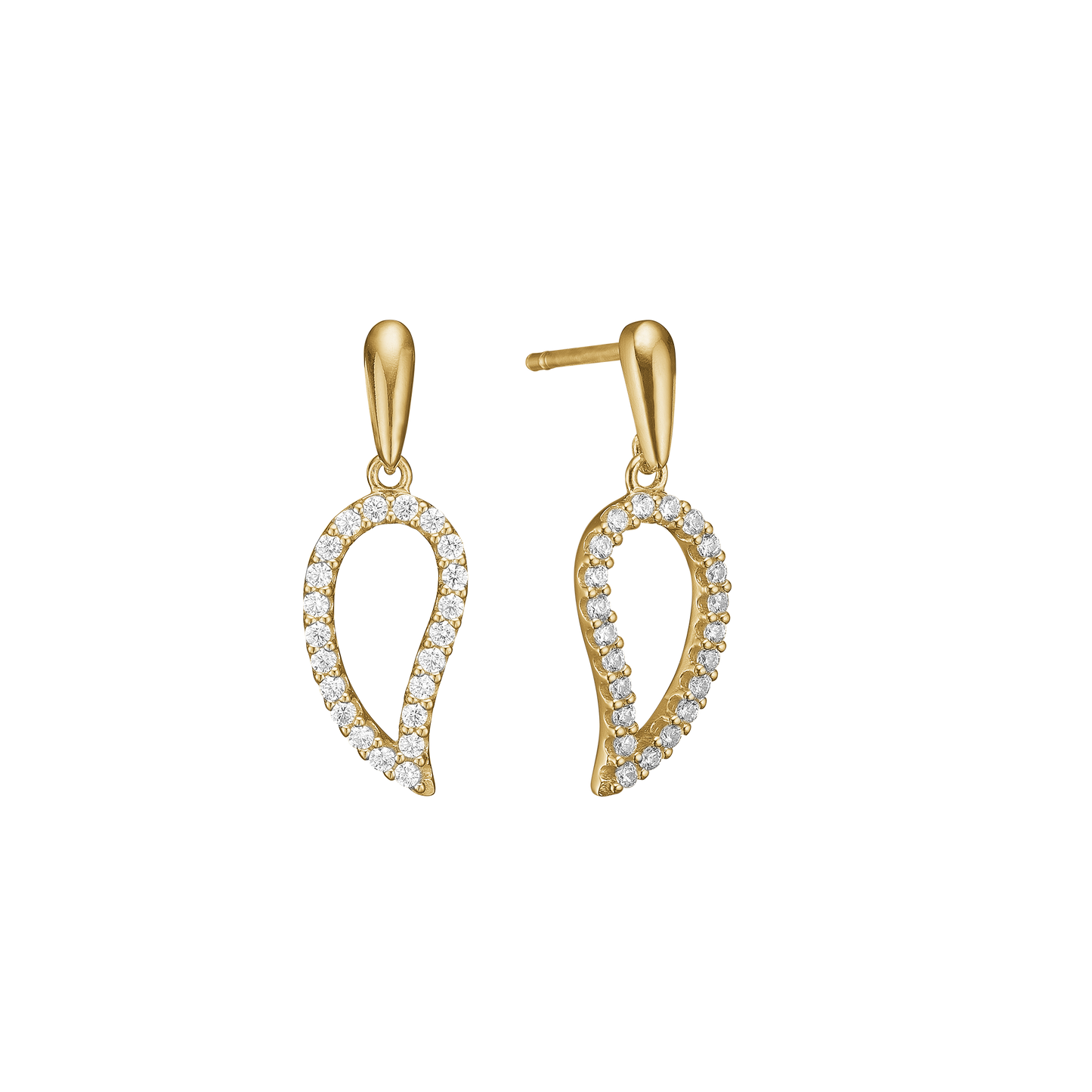 Ørehænger Blad Cubic Zirkonia Forgyldt Sterling Sølv