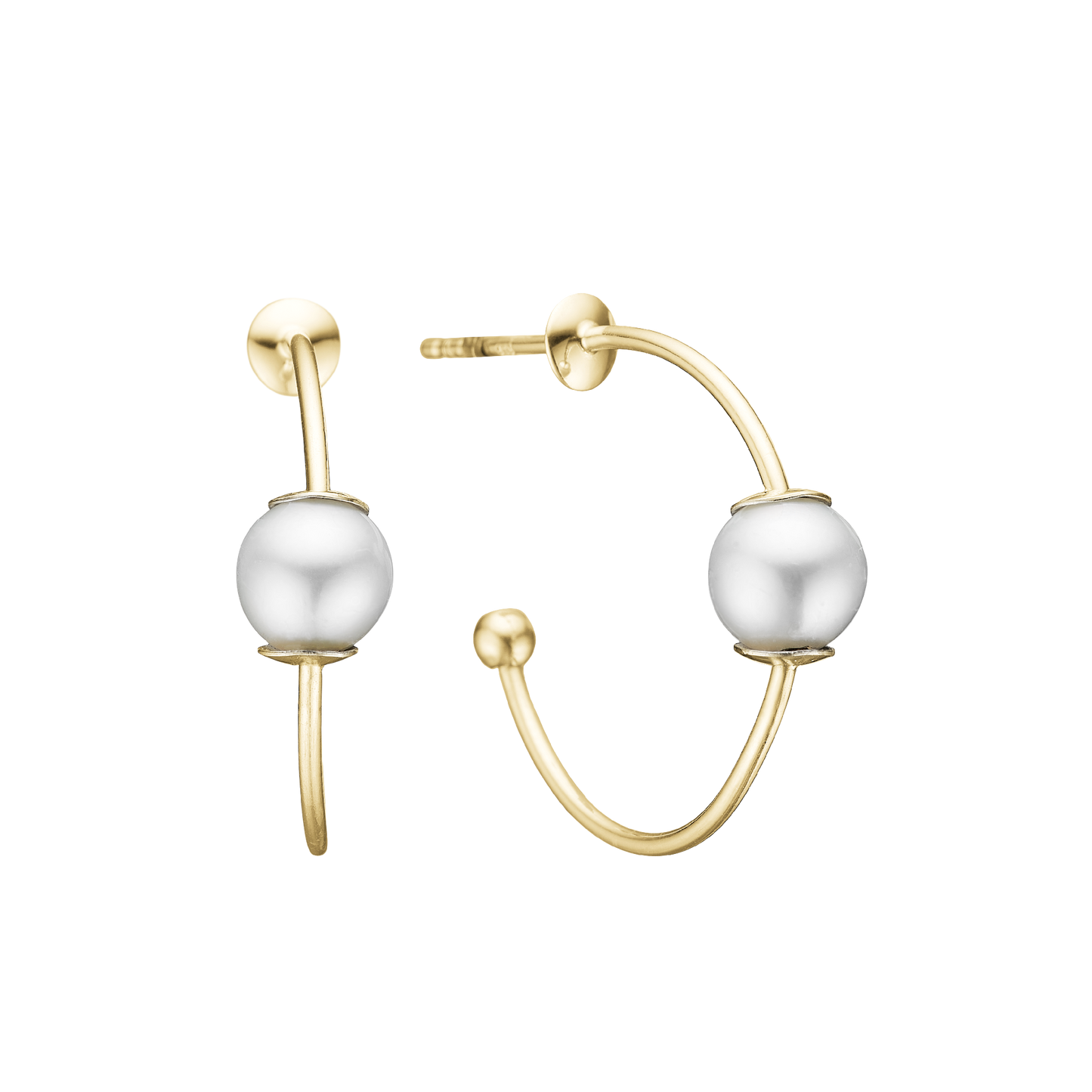 Creoler Halvcreol med Ferskvandsperle Forgyldt Sterling Sølv 23 mm