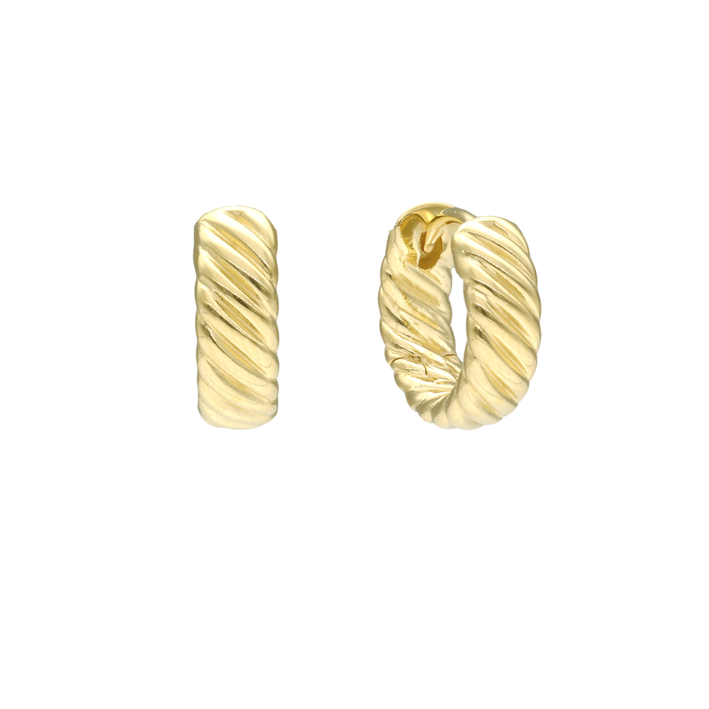 Creoler Skrå Riller Forgyldt Sterling Sølv med Klaplås