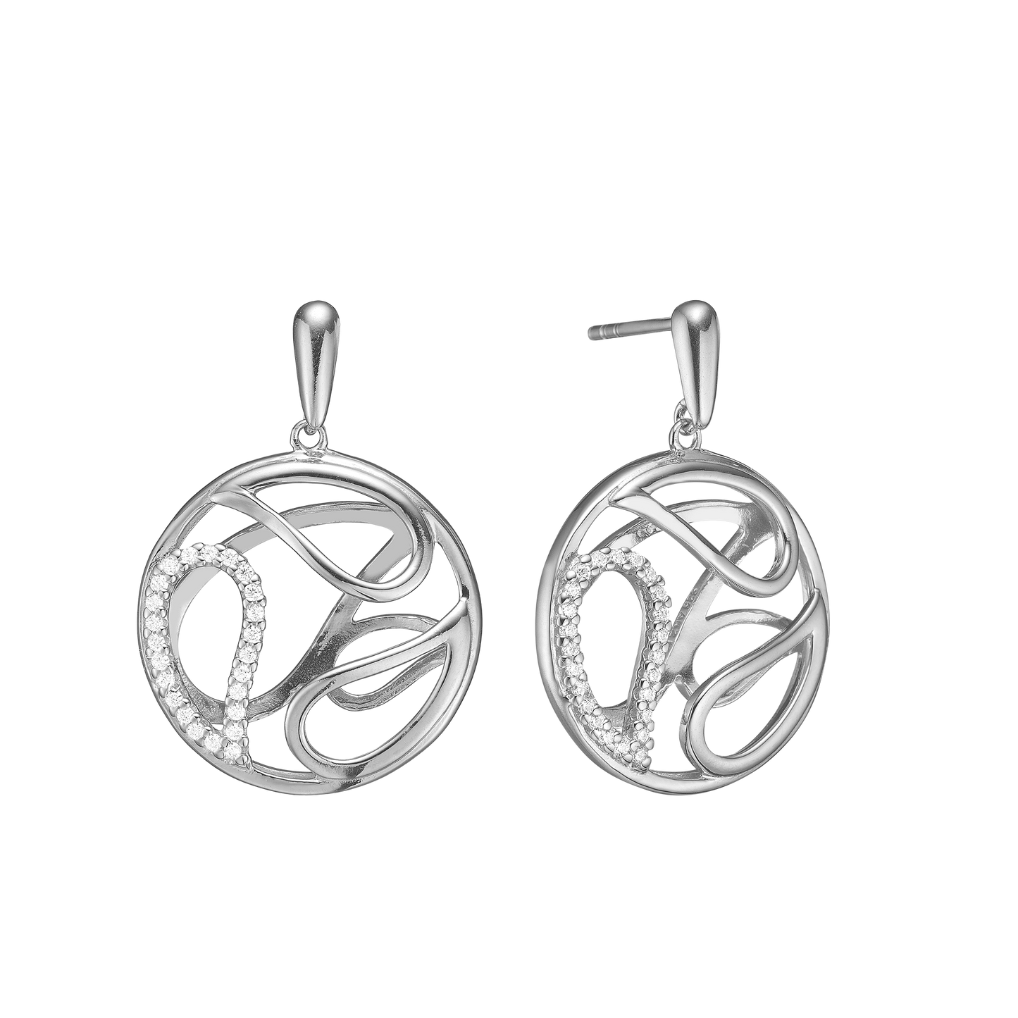 Ørehænger 3D Cirkel Cubic Zirkonia Sterling Sølv