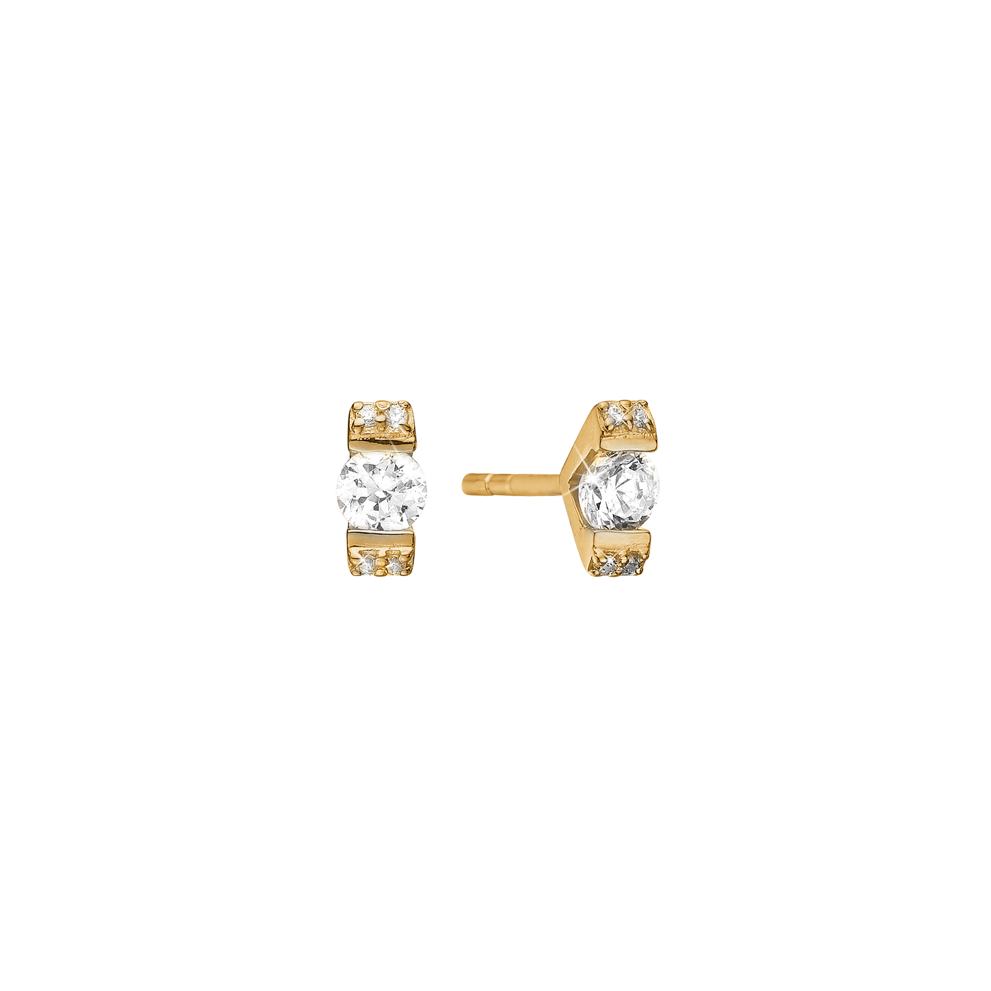 Ørestikker 14 Karat Guld Med 2x0,10 og 8x0,005 ct Diamanter