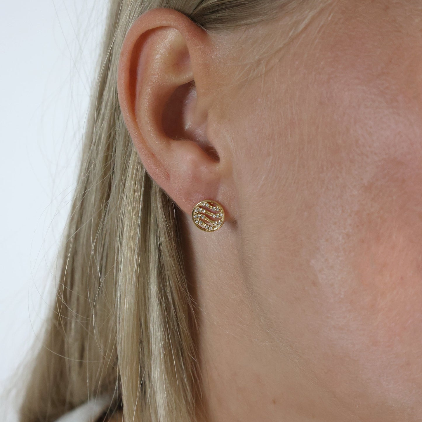 Ørestikker Bølger med Cubic Zirkonia 8 Karat Guld