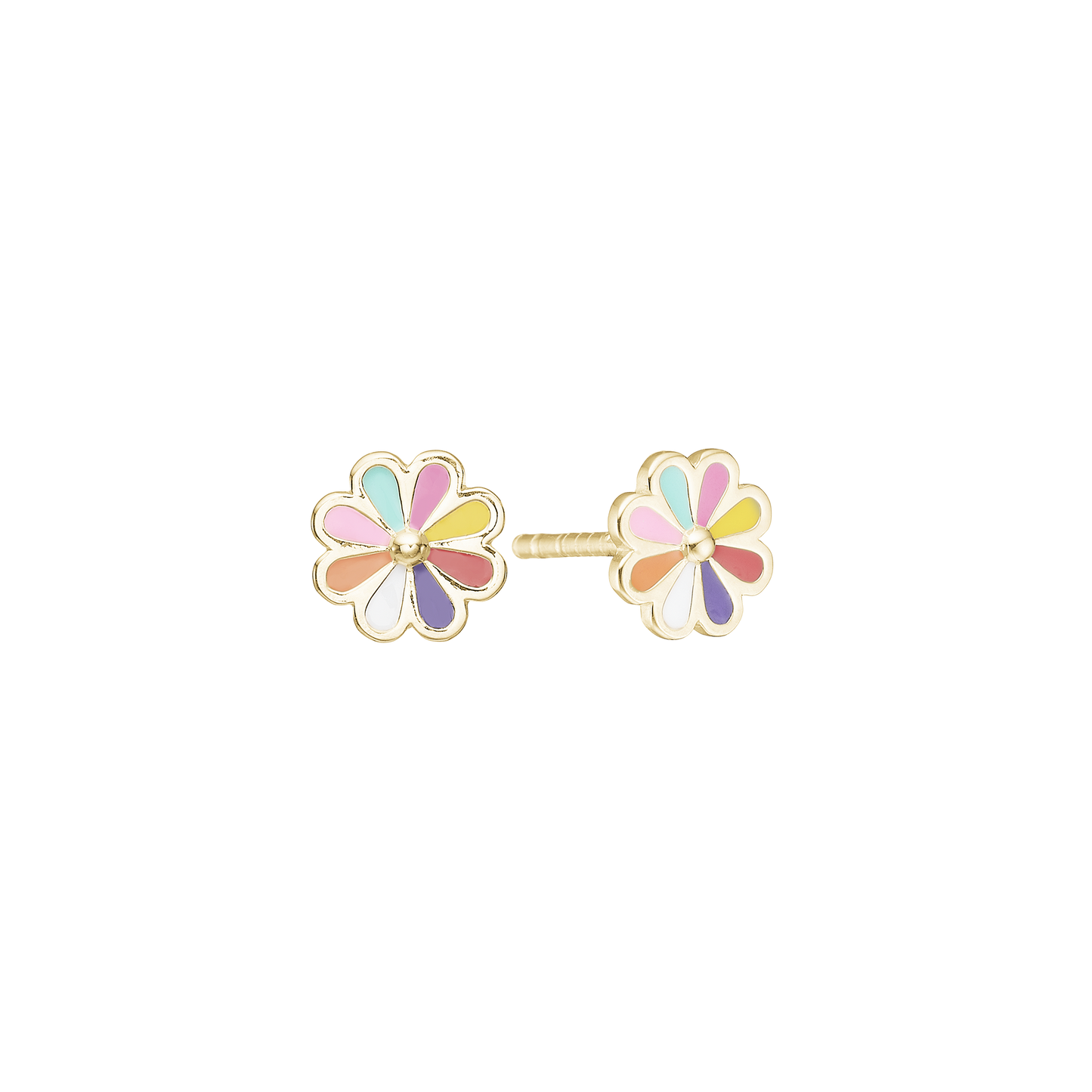 Ørestikker til Børn Colorful Flower Forgyldt Sterling Sølv