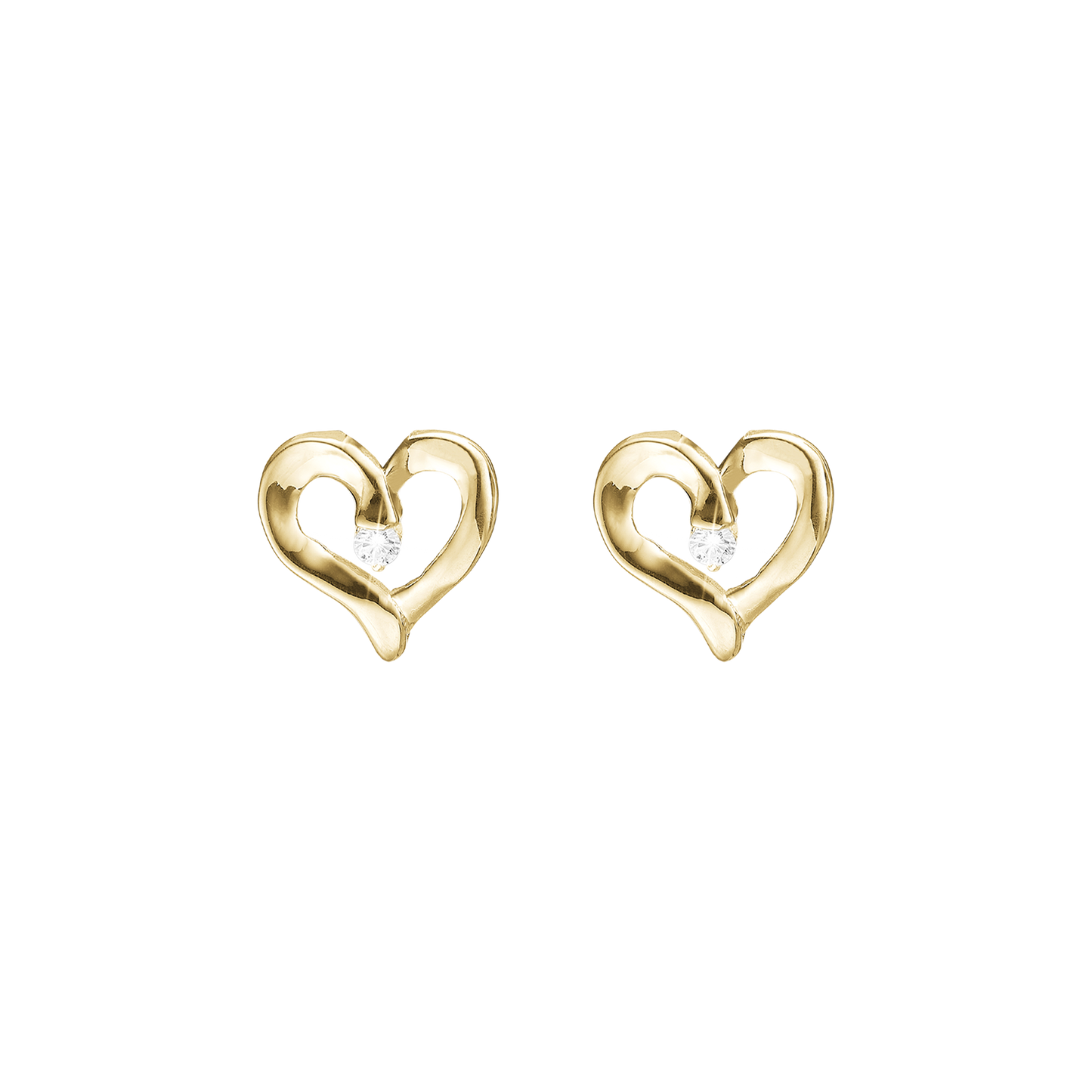 Ørestikker Hjerte LG Diamant 8 Karat Guld 2 x 0,03 Ct.