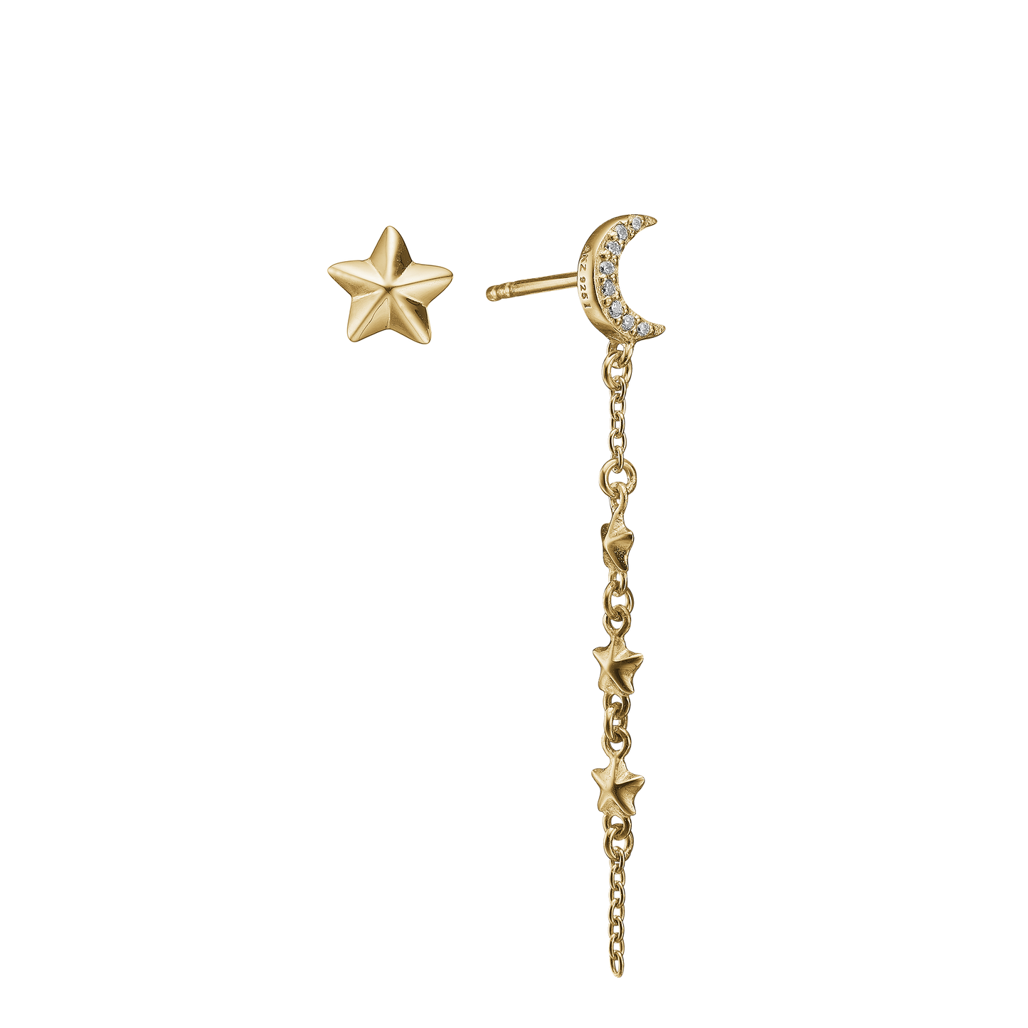 Ørestikker Moon & Stardrops Forgyldt Sterling Sølv