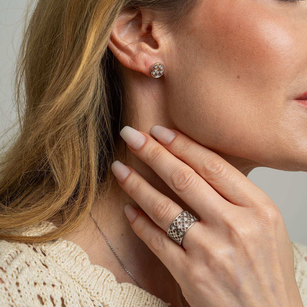 Ørestikker Harlekin med 16 Cubic Zirkonia Sterling Sølv