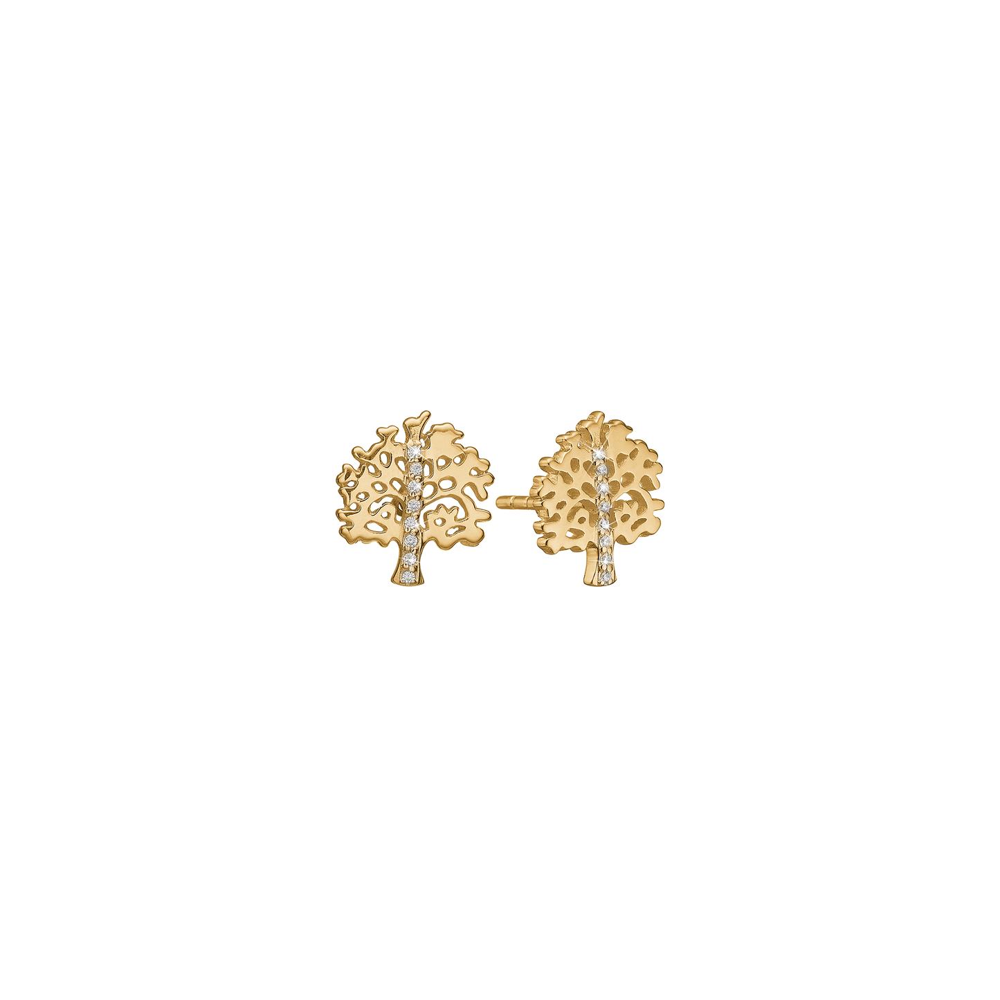 Ørestikker Livets Træ Cubic Zirkonia Forgyldt Sterling Sølv