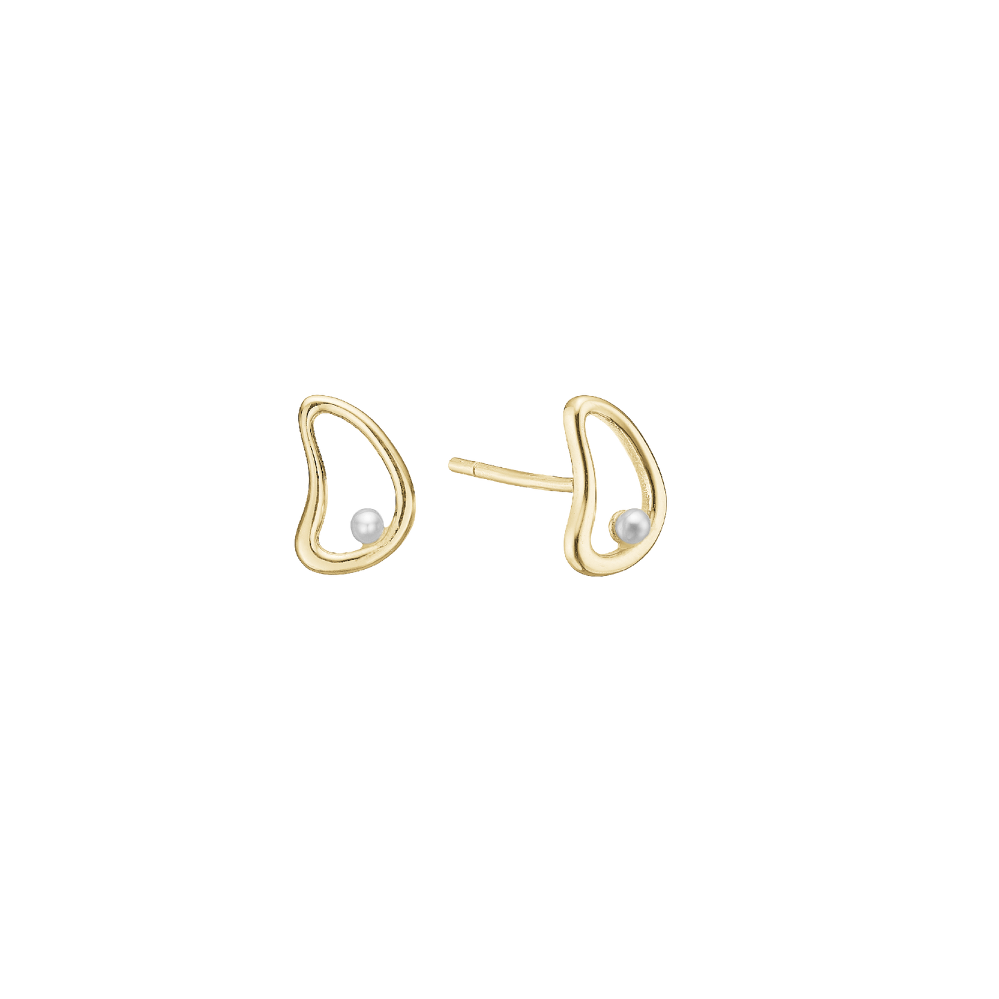 Ørestikker Bue med Perle Forgyldt Sterling Sølv 10 x 8 mm