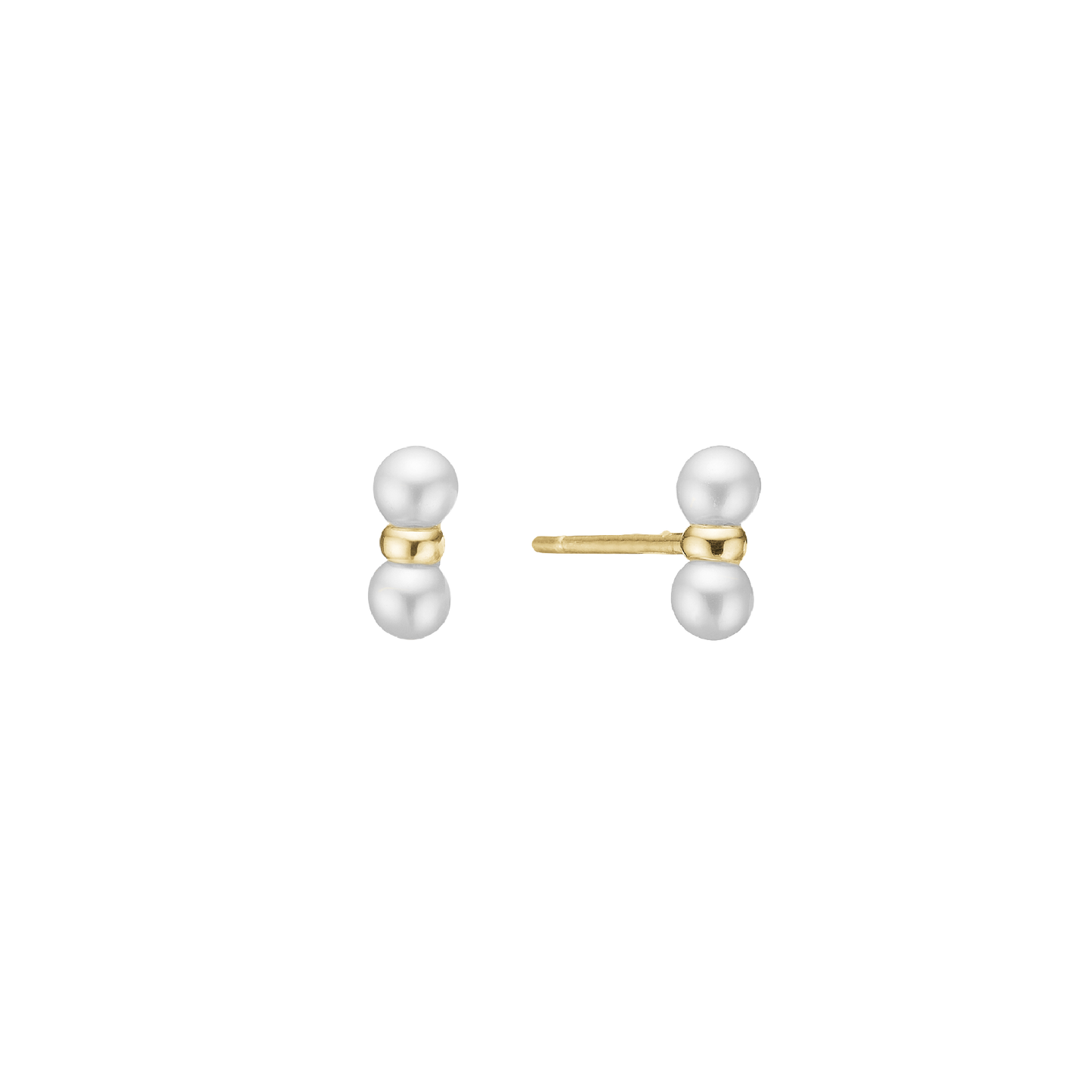 Ørestikker Dobbelt Perle Forgyldt Sterling Sølv 4 mm