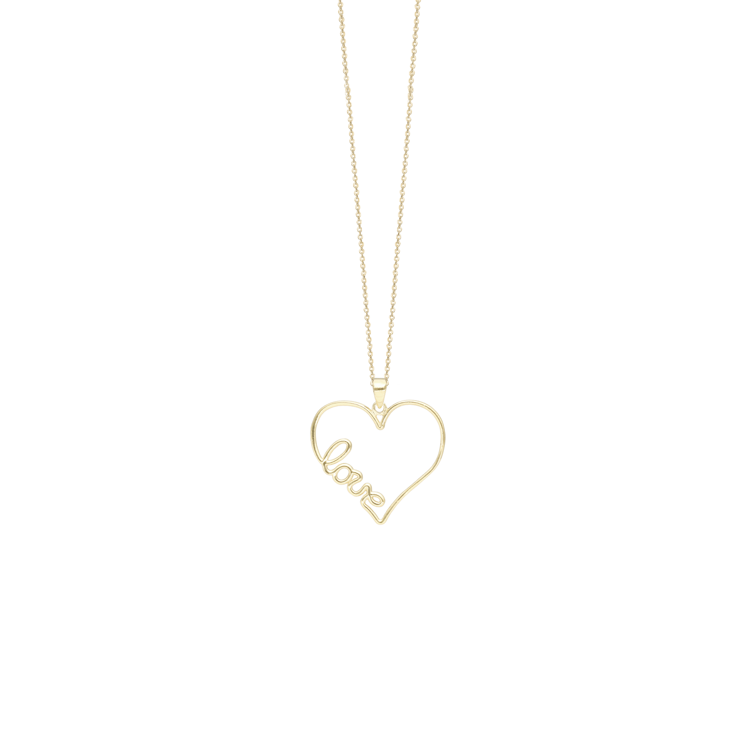 Halskæde med Vedhæng In Love 8 Karat Guld Forgyldt Sterling Sølv Kæde 45 cm