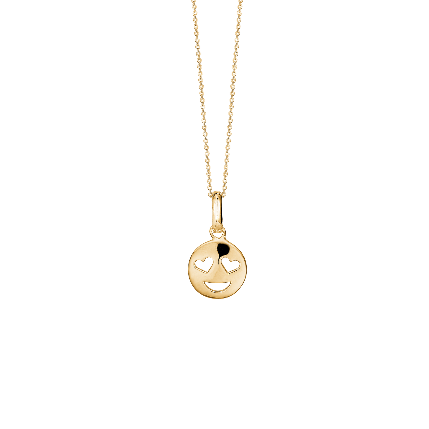 Halskæde til Børn Smiley Forgyldt Sterling Sølv 38 cm
