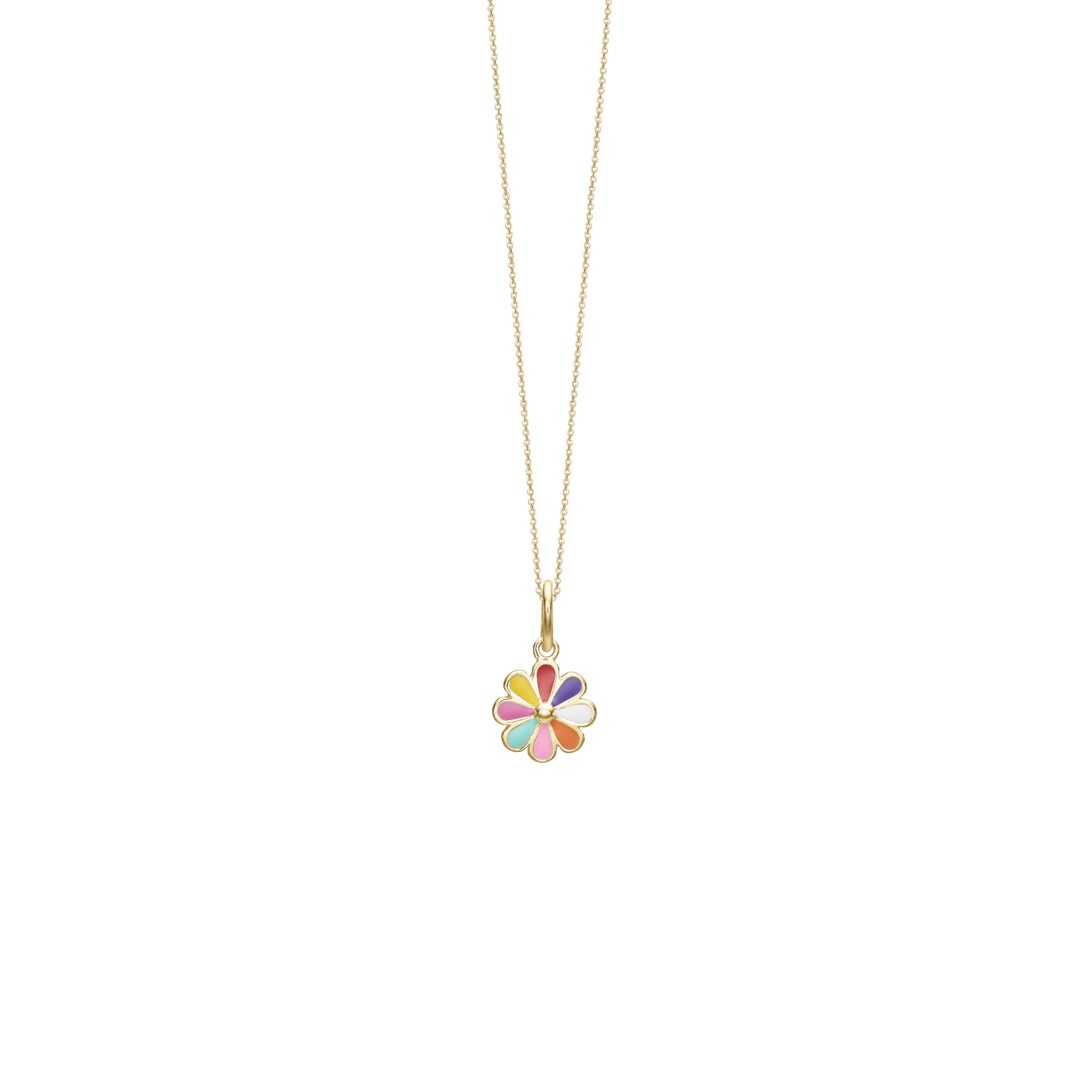 Halskæde til Børn Colorful Flower Forgyldt Sterling Sølv 38 cm