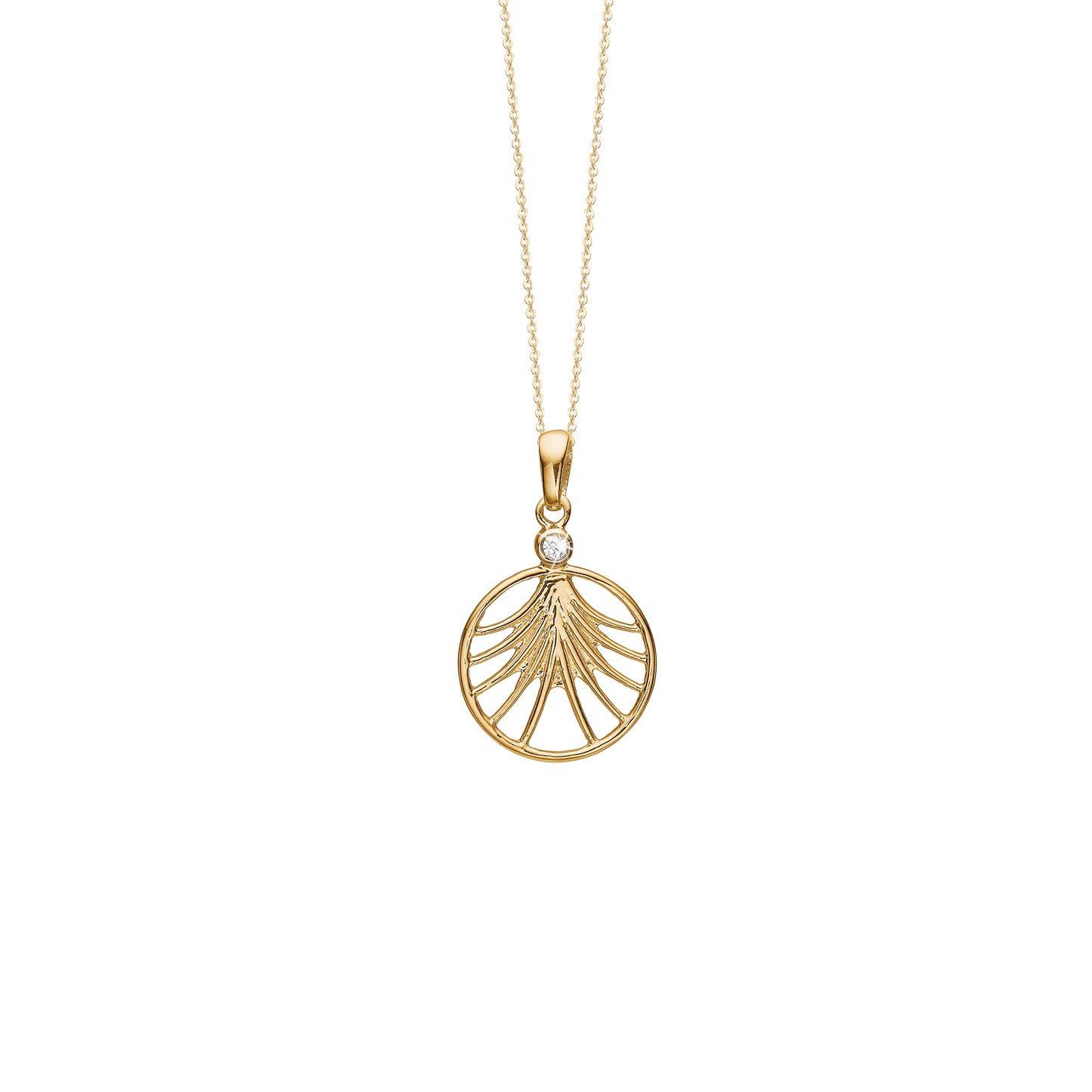 Halskæde med Vedhæng Cubic Zirkonia Forgyldt Sterling Sølv 45 cm