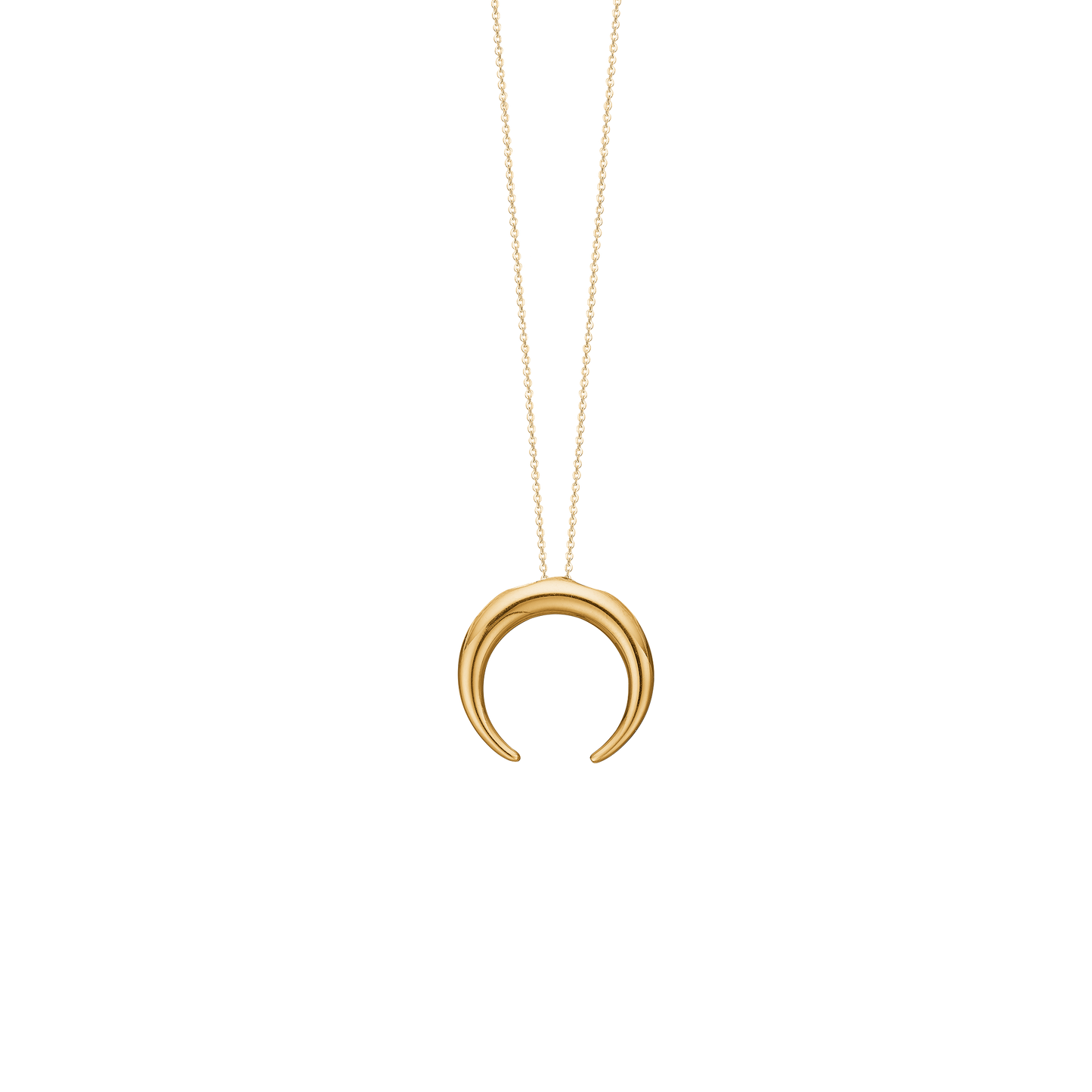 Halskæde med Vedhæng Horn Forgyldt Sterling Sølv 45 cm
