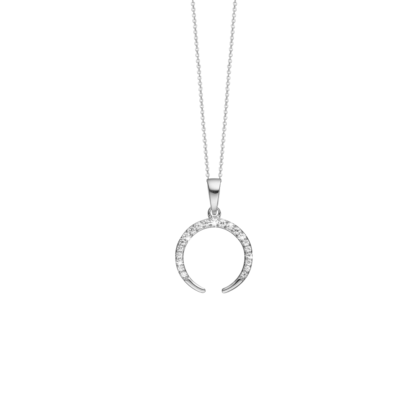 Halskæde med Vedhæng Horn med 21 Cubic Zirkonia Sterling Sølv 45 cm