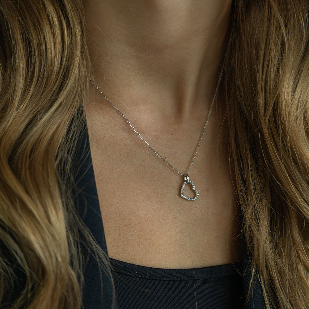 Kampagne Halskæde Hjerte Cubic Zirkonia Sterling Sølv 45 cm