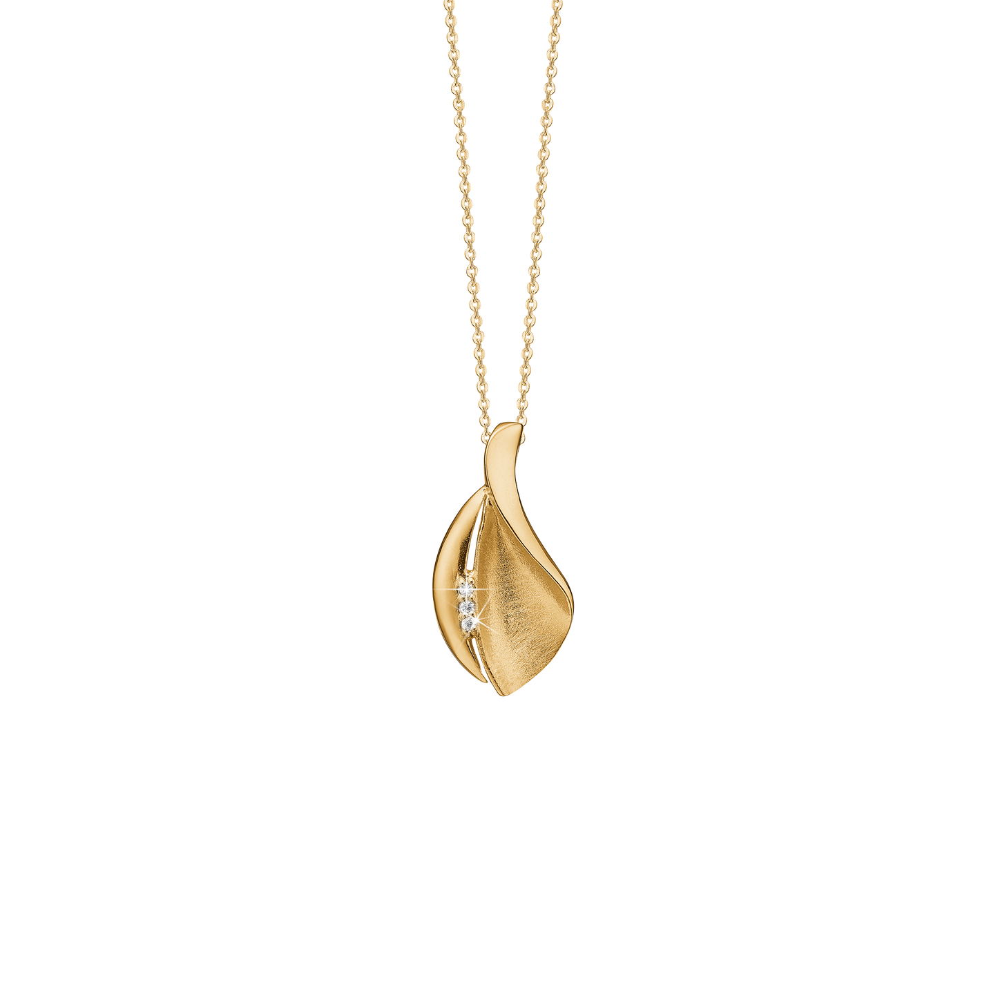 Halskæde med Vedhæng Cubic Zirkonia Forgyldt Sterling Sølv 45 cm