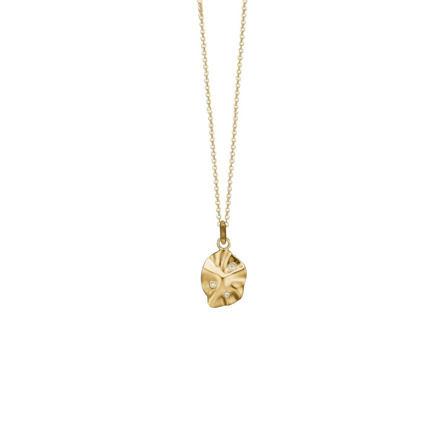 Halskæde med Vedhæng Organisk Cubic Zirkonia Forgyldt Sterling Sølv 45 cm
