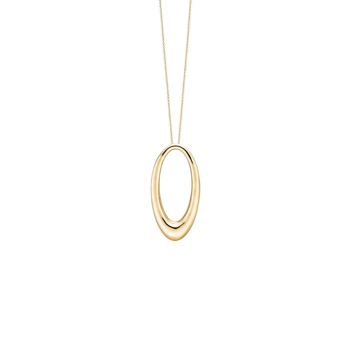 Halskæde med Vedhæng Oval Dråbe Forgyldt Sterling Sølv 45 cm