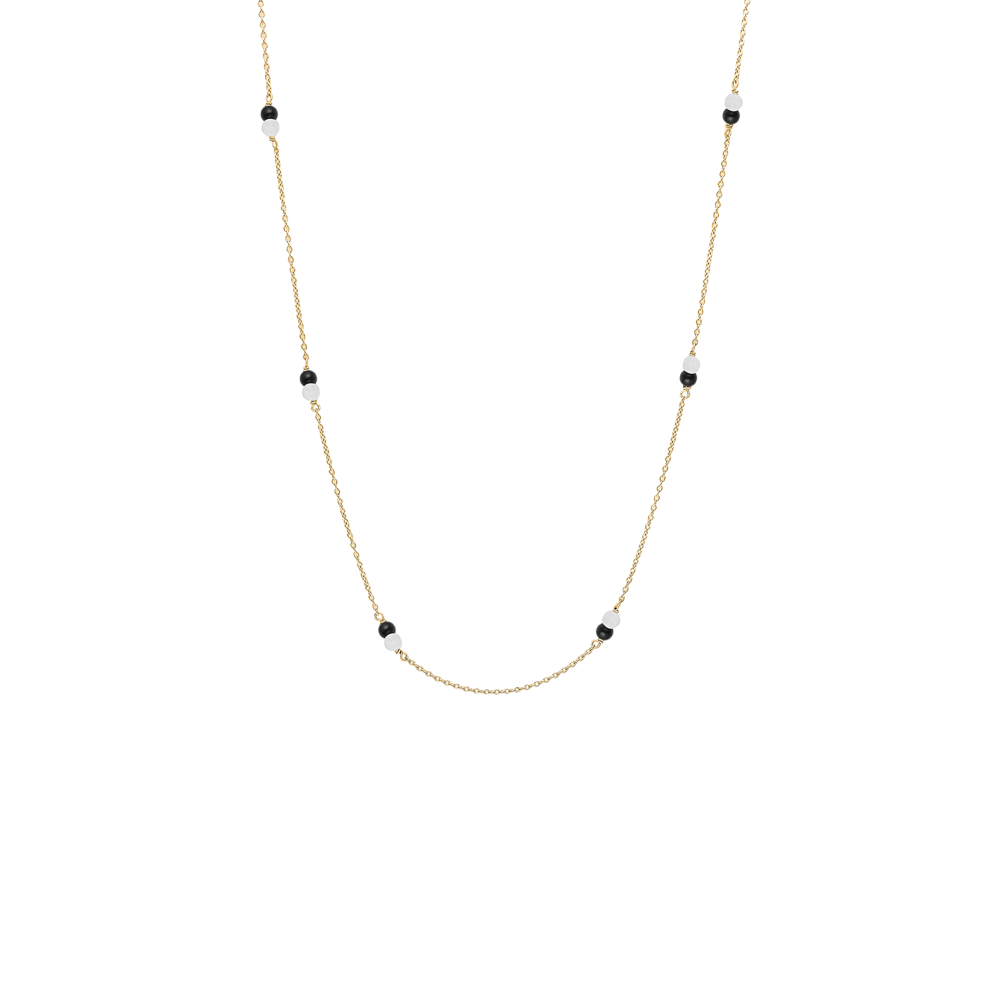 Halskæde Sort Onyx / Grøn Amazonite Forgyldt Sterling Sølv 45 cm