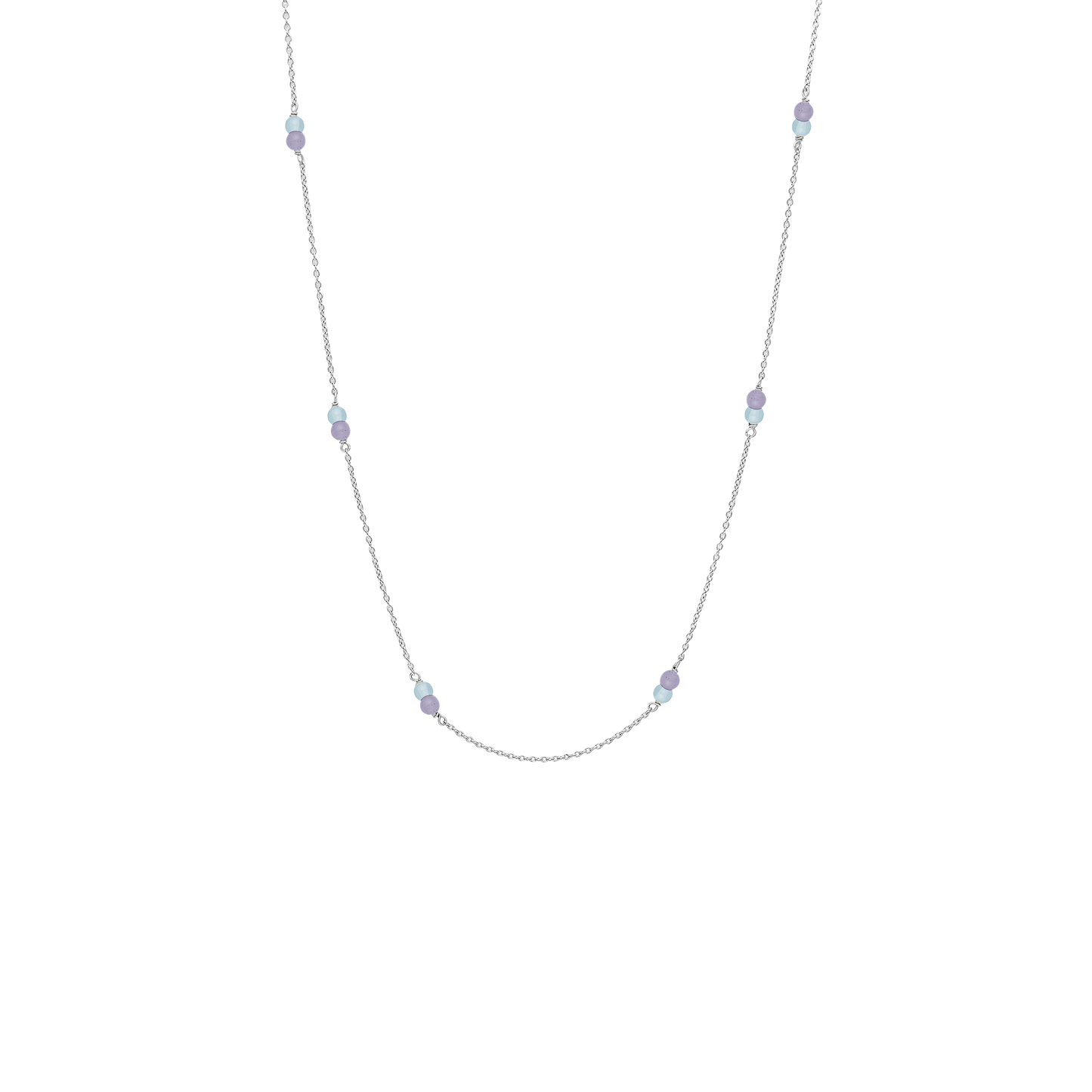 Halskæde Amethyst / Blå Quartz Sterling Sølv 45 cm