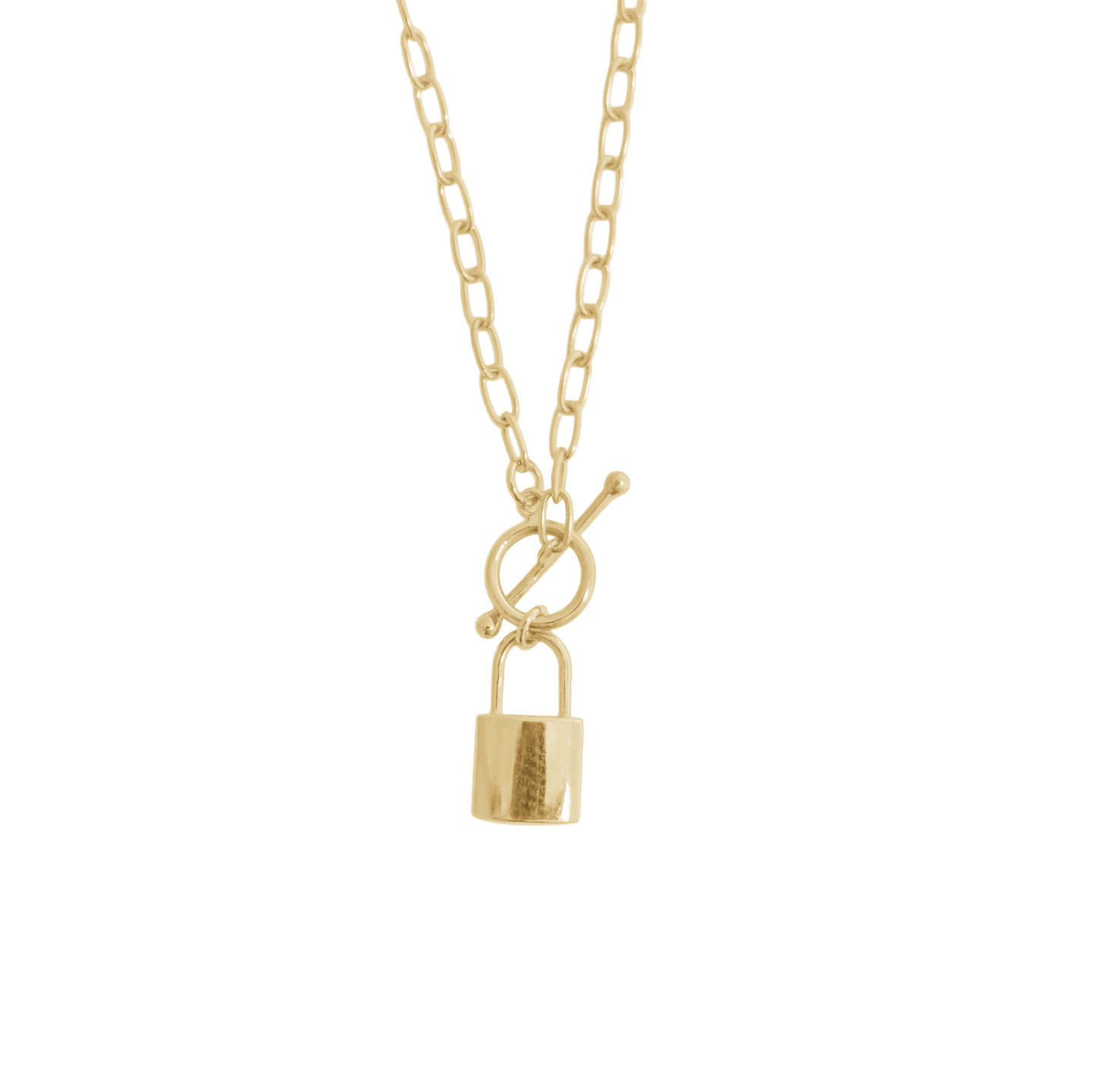 Halskæde med Vedhæng Padlock Forgyldt Sterling Sølv 12 x 8 mm
