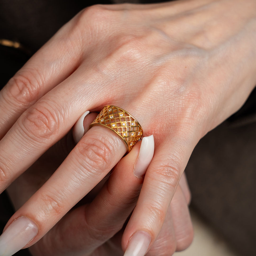 Ring Harlekin Cubic Zirkonia Forgyldt Sterling Sølv