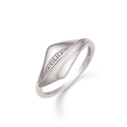 ølv ring rhodineret spids oval dråbe mat og blank