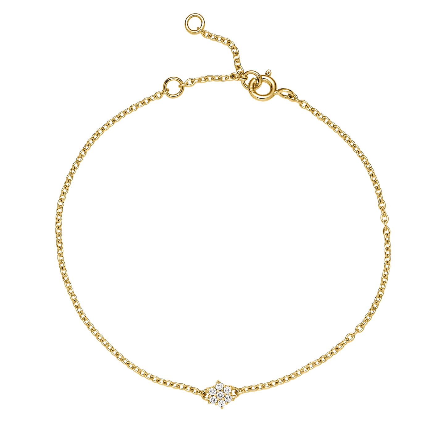 14 kt. guld armbånd roset med diamanter 7x0,01ct. W.SI. 16-17,5-19cm