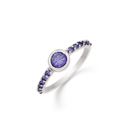 Sølv ring rhodineret en stor rund syntetisk ametyst