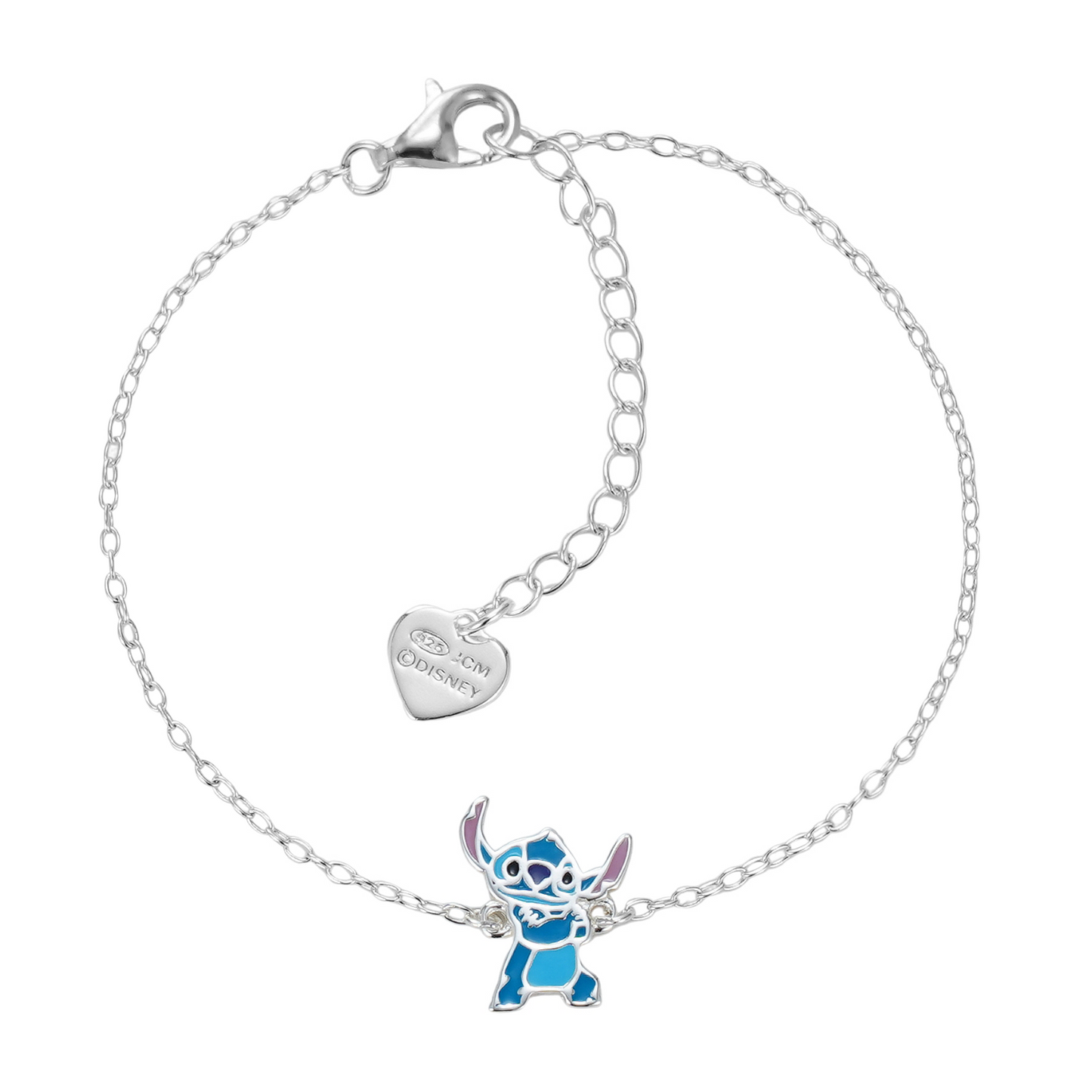 Sølv armbånd Stitch med hjerte i ende af kæden.