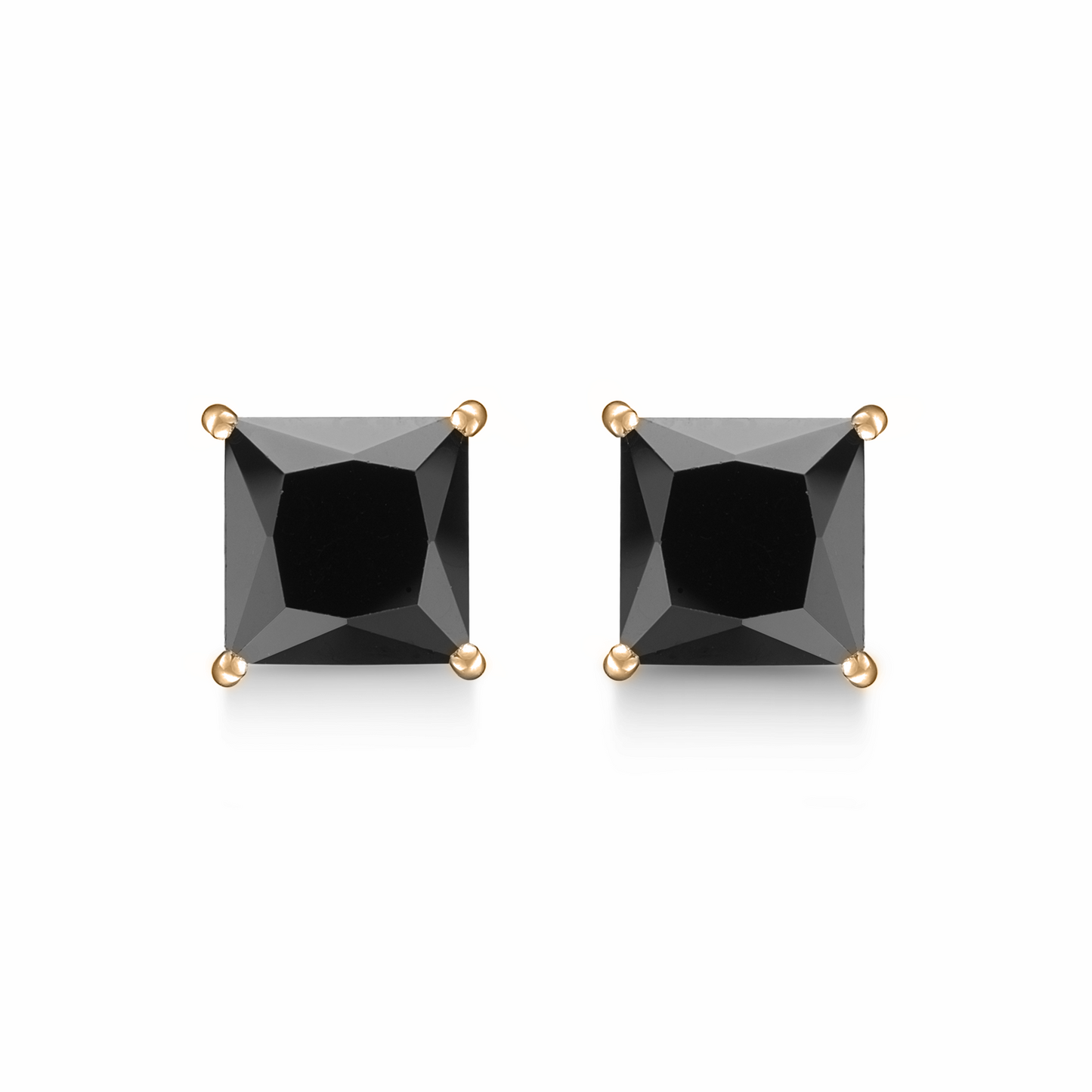 Guldbelagt sølvørestikker, isat sort Zirconia, Princess Cut, 3 mm - 8 mm.
