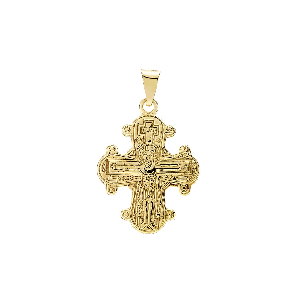 14 kt guldvedhæng, Dagmarkors med fadervor på bagsiden, lille, 18x16mm 585