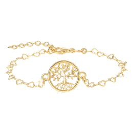 Sølvforgyldt armbånd kæde med livets træ i cirkel.