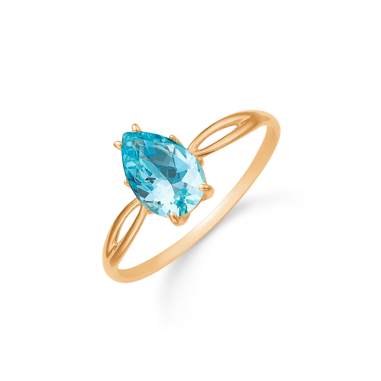 8 kt. guld ring spids oval blå topas.